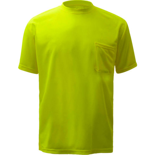 hi vis lime birdseye knit pocket safety shirt